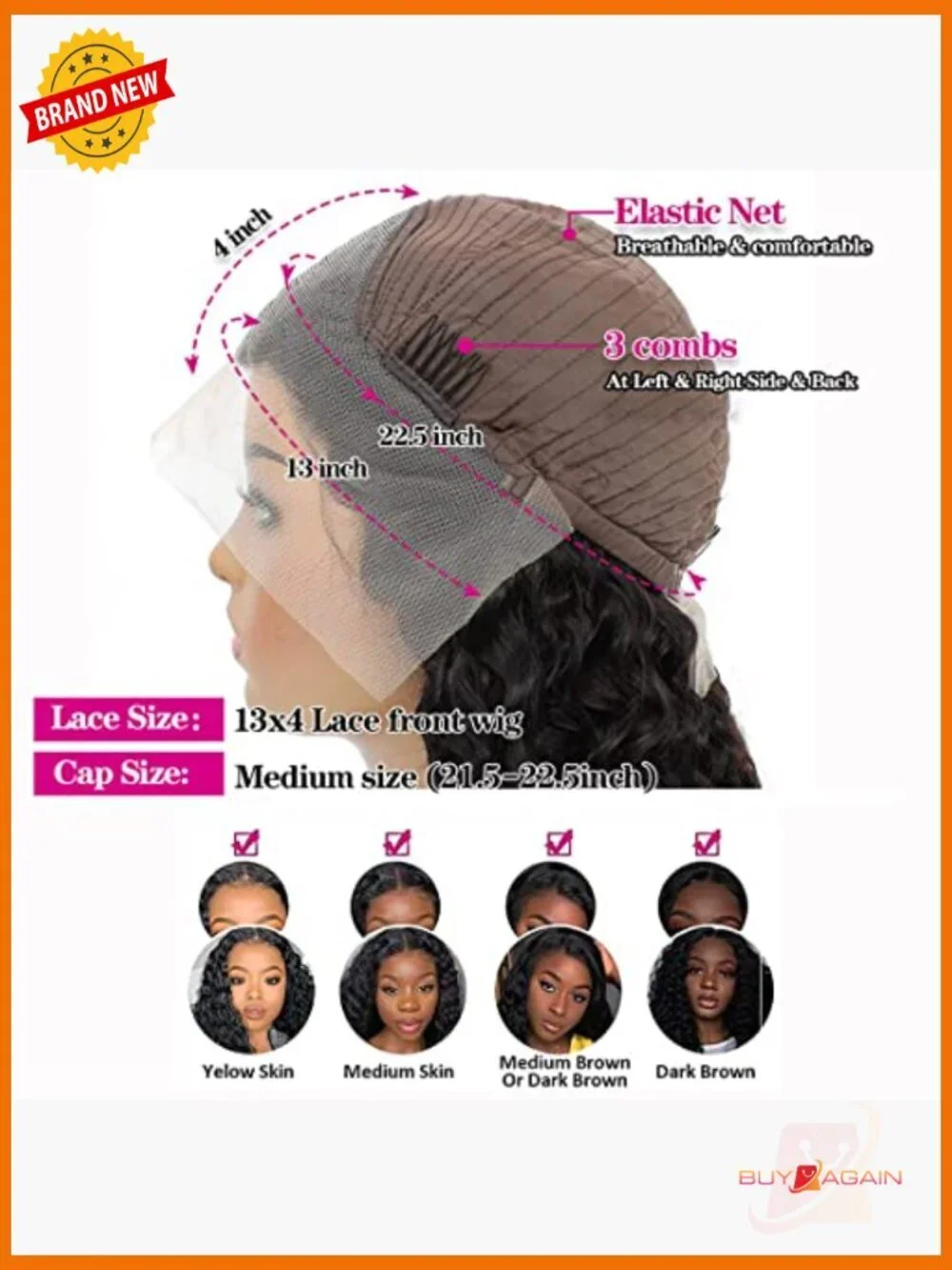 Deep Wave 13x4 HD Lace Front Wig Human Hair 180% Density Glueless